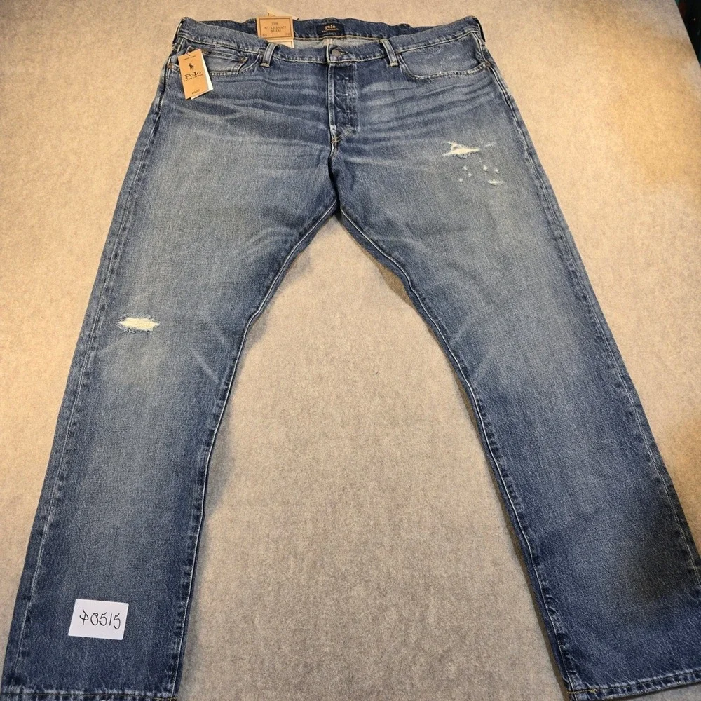 NWT Polo Ralph Lauren Sullivan Slim Jeans Men 40x32 Blue Warp Stretch Distressed